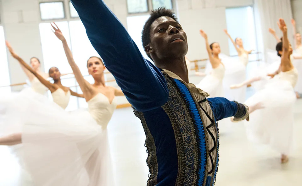 Brooklyn Mack rehearses the role of Albrecht in the Washington Ballet's 2013 production of "Giselle." - (Katherine Frey/The Washington Post)