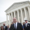 Attorney Paul Clement answers questions outside the U.S. Supreme Court after oral arguments in April 2022 in Washington, D.C.